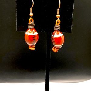 Ceramic beads with leather earring